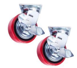 Колеса поворотные c боковым тормозом (полиуретан)