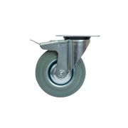 Колесо поворотное серая резина SCB 93 f 75 мм с тормозом